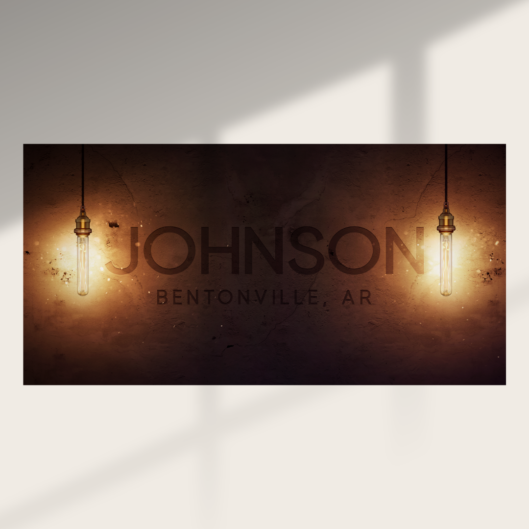 Rustic wall art with Edison lightbulbs and custom family name design