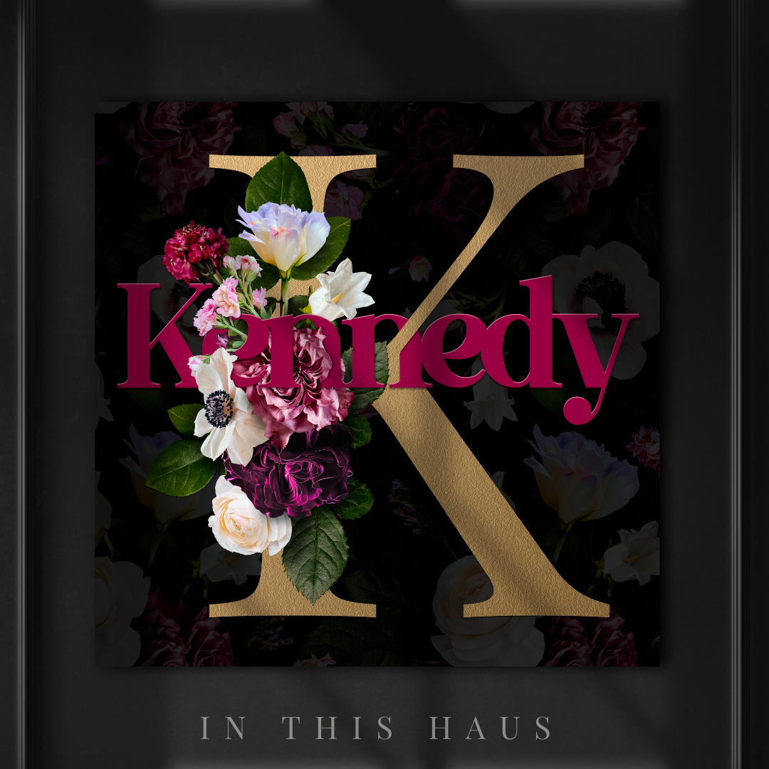 Side view of the 1.25-inch deep frame on the Floral Initial Custom Canvas.