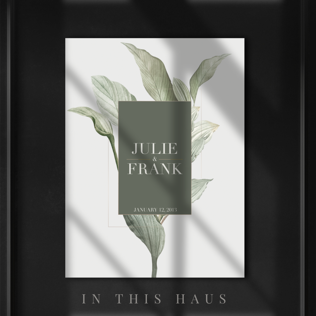 Evelyn Floral Name Canvas featuring a custom vertical name layout and floral arrangement.