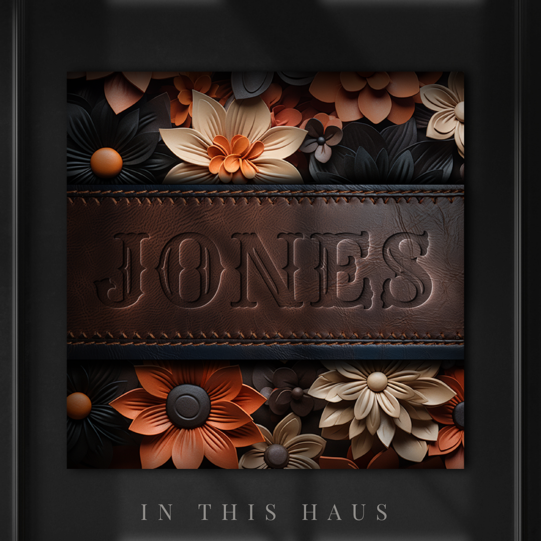Custom Faux Leather Canvas | Jones Engraved Floral Design