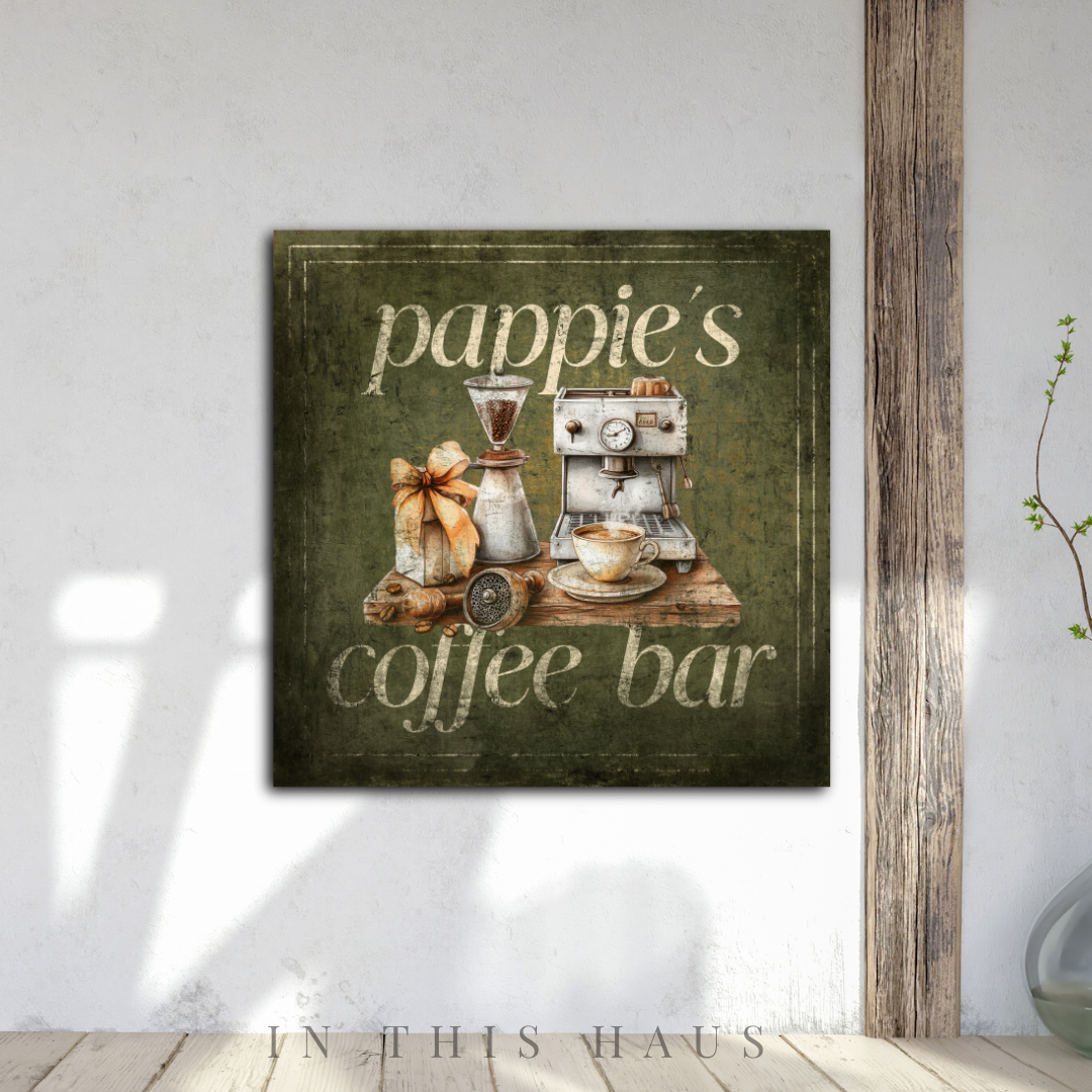 Rustic Coffee Bar Sign | Personalized Coffee Station Canvas