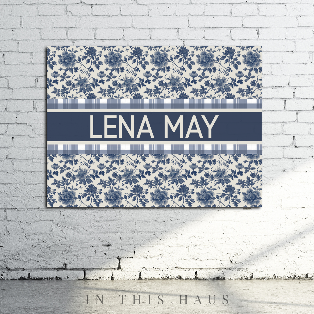 Close-up of the intricate floral pattern on the Lena May Canvas.