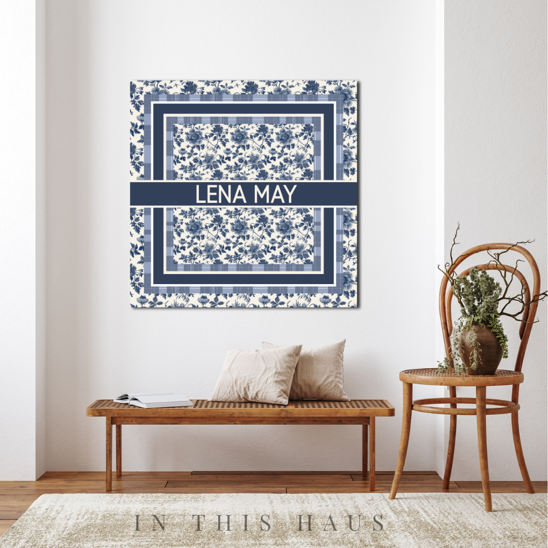 Entryway decor featuring the Lena May Toile Canvas for a welcoming, timeless aesthetic.