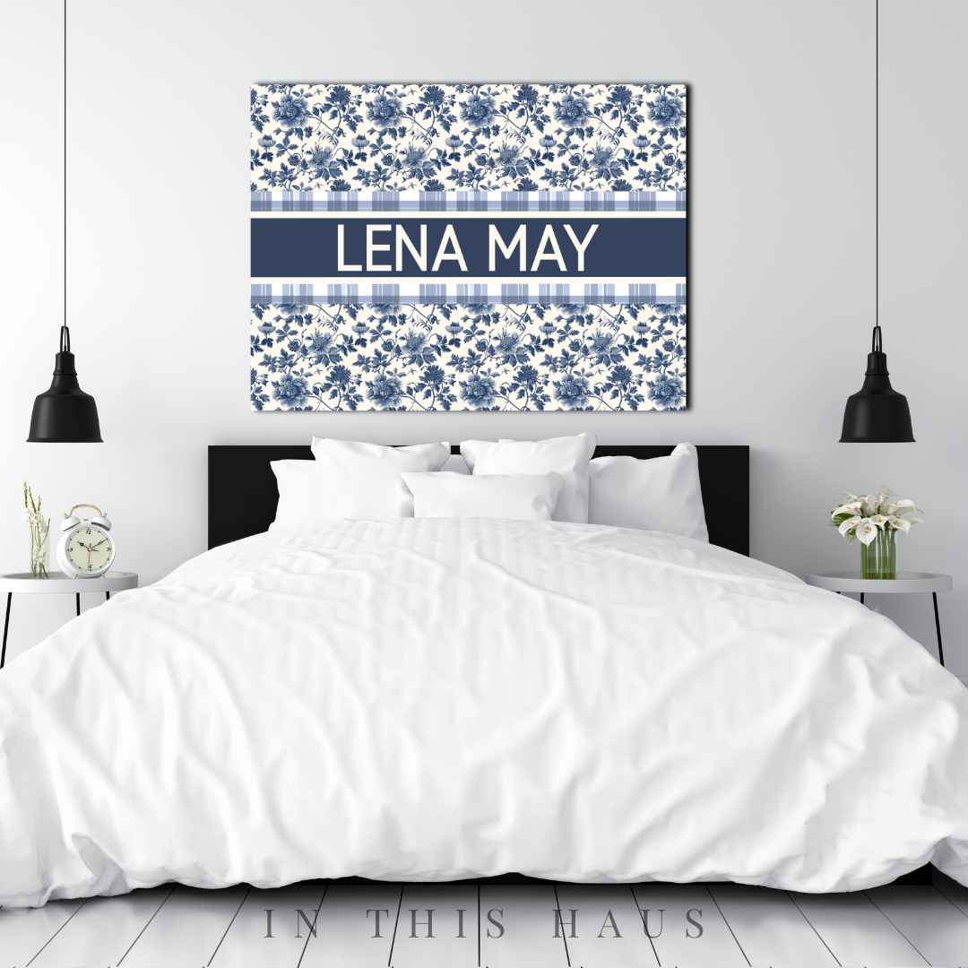 Side view showing the 1.25-inch depth and mirrored edges of the Lena May Canvas.