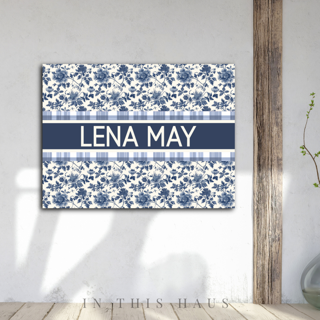 Gift-ready packaging of the Lena May Floral Personalized Canvas, perfect for special occasions.