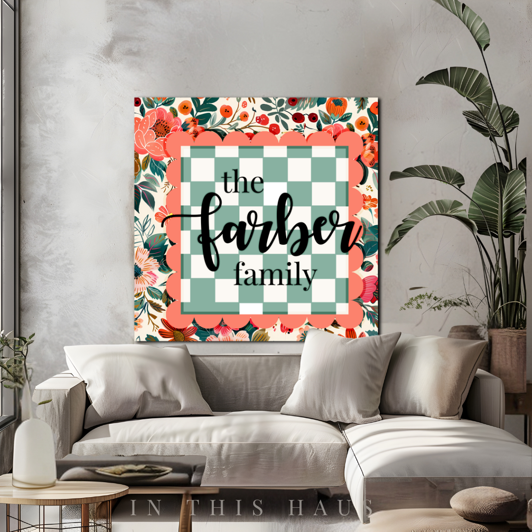 Maximalist Decor Custom Canvas | Personalized Family Name Art