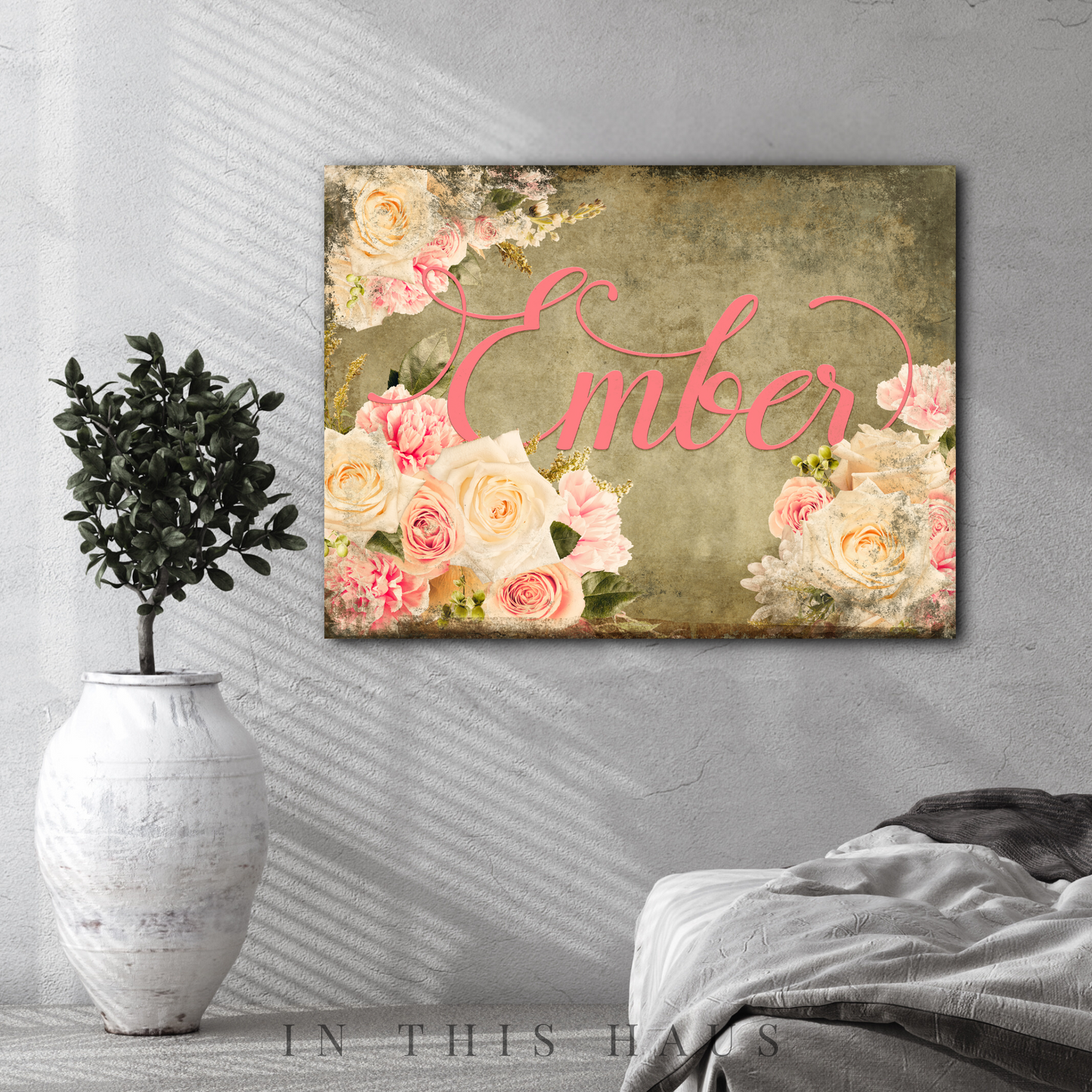 Vintage Rose Canvas | Personalized Floral Wall Art