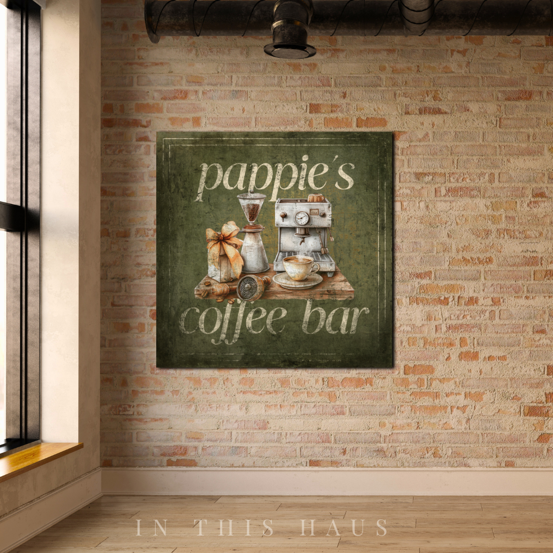 Rustic Coffee Bar Sign | Personalized Coffee Station Canvas