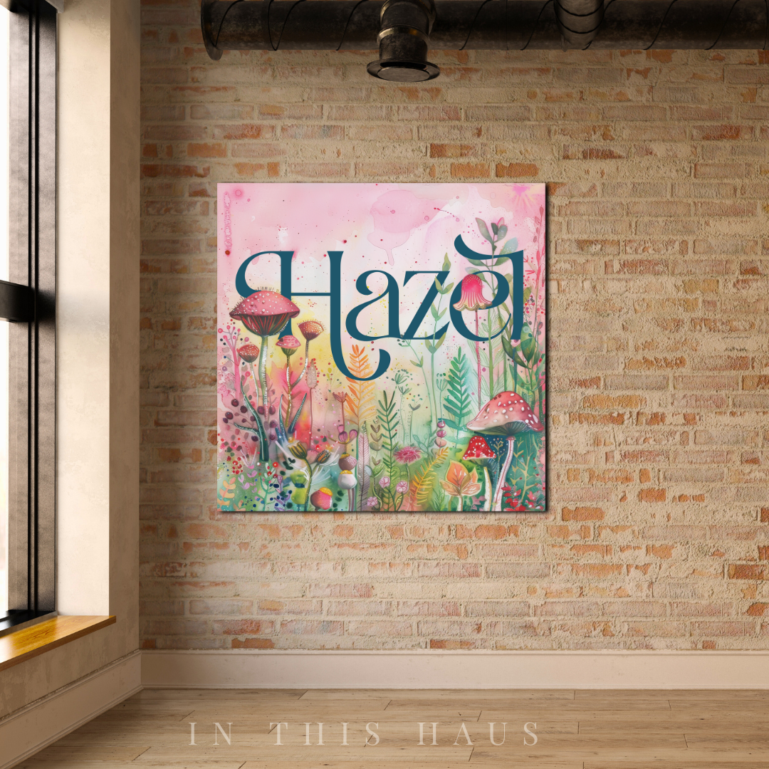 Personalized Whimsical Art Canvas | Hazel Custom Name Wall Decor