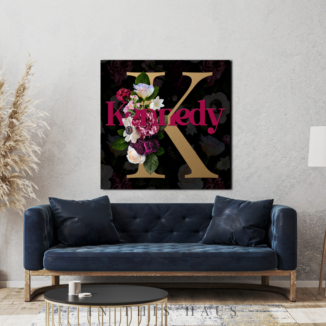 Gift-ready packaging for the Floral Initial Custom Canvas, ideal for weddings or housewarmings.