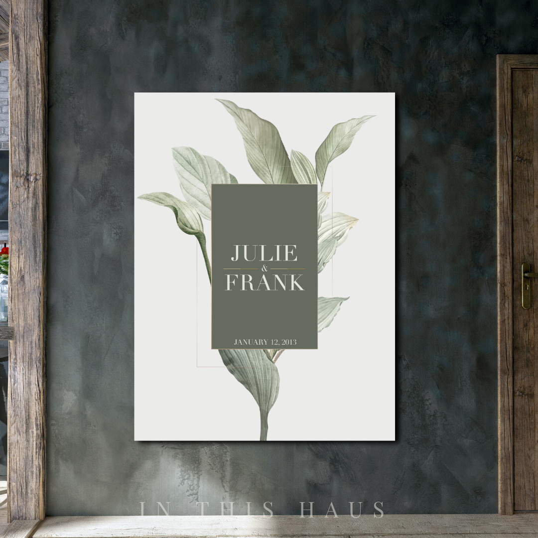 Side view of the 1.25-inch deep frame showcasing the high-quality print on the Floral Name Canvas.