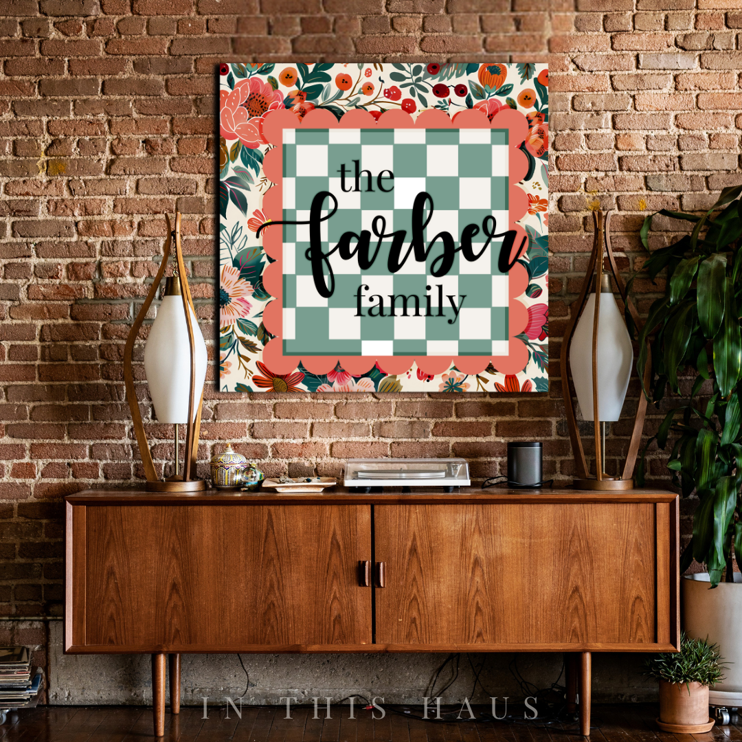 Maximalist Decor Custom Canvas | Personalized Family Name Art