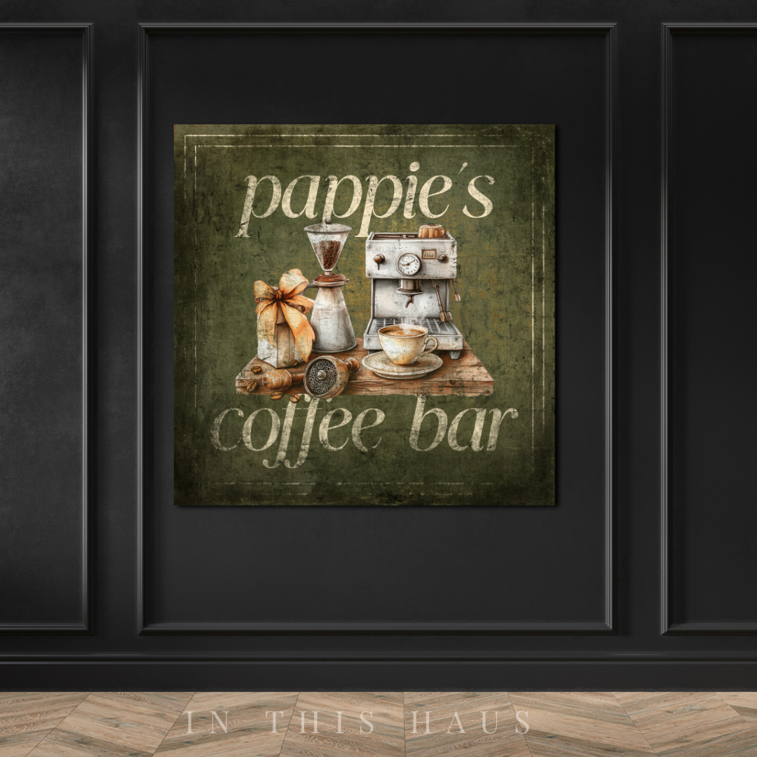 Rustic Coffee Bar Sign | Personalized Coffee Station Canvas