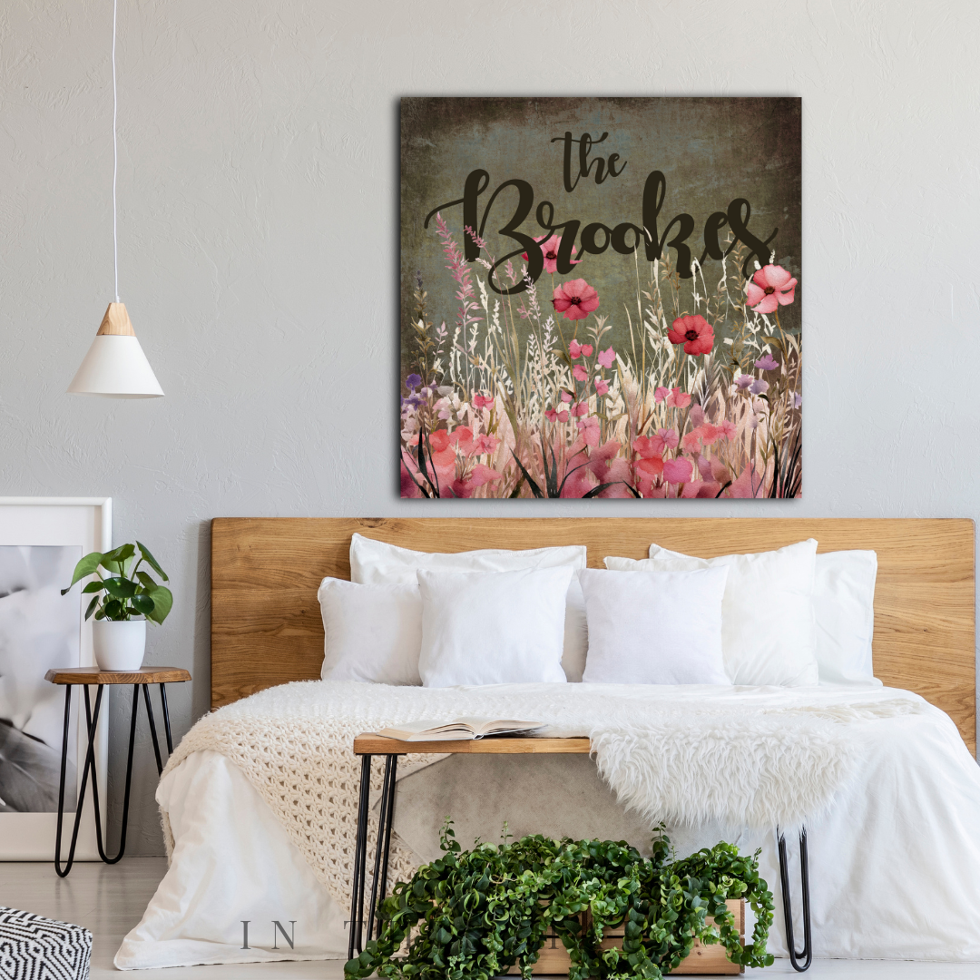 Living room styled with the Brookes Canvas as a charming centerpiece.