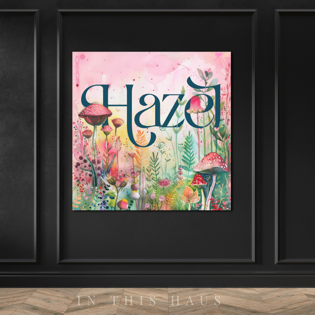Personalized Whimsical Art Canvas | Hazel Custom Name Wall Decor