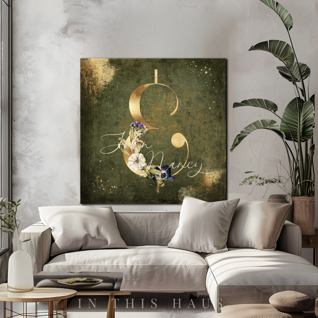 Living room styled with the John & Nancy Fall Word Art Canvas as a seasonal centerpiece.