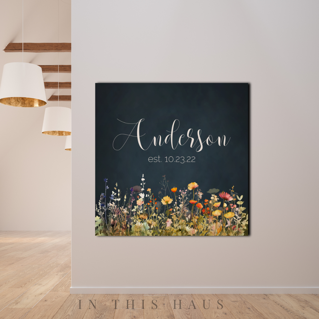 "Side view showing the 1.25-inch depth and polished edges of the Wildflower Canvas."