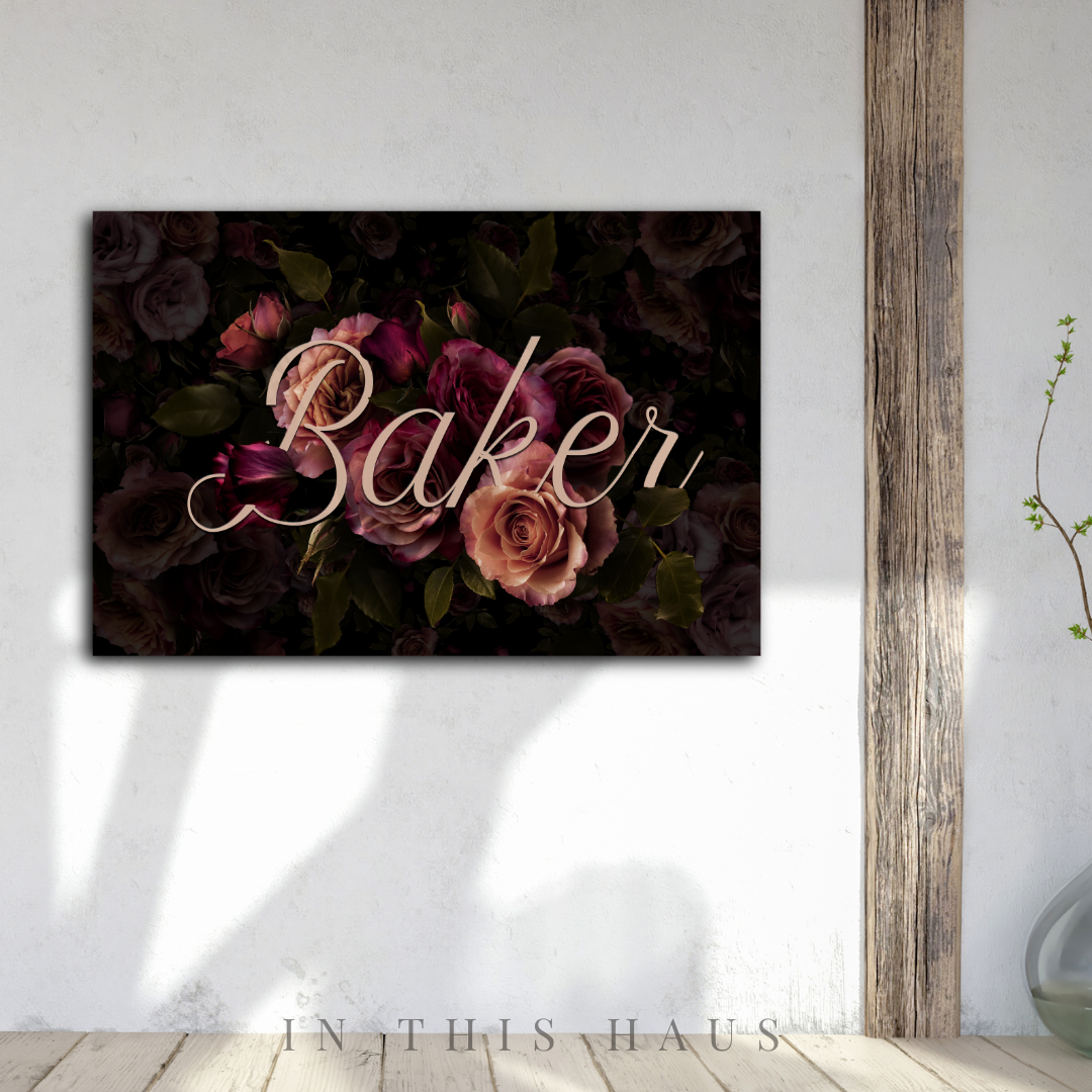 Personalized Last Name Sign | Elegant Floral Canvas