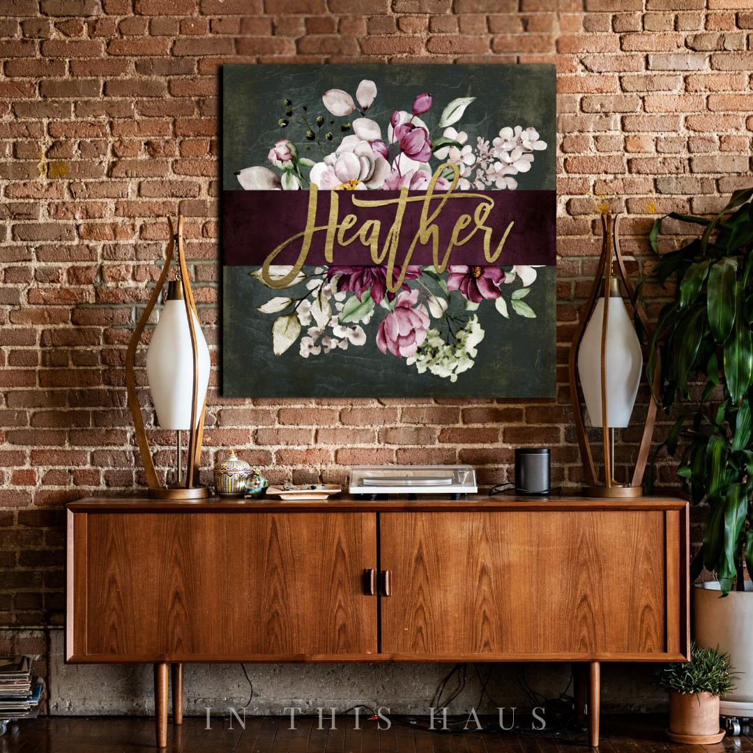 Gift-ready packaging for the Heather Floral Wall Art Canvas, perfect for weddings or anniversaries.