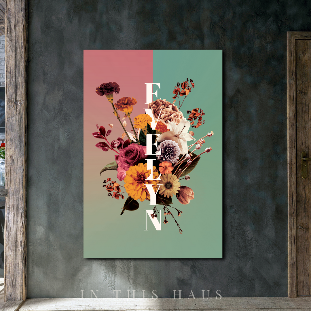 Evelyn Floral Name Canvas | Personalized Name Wall Art