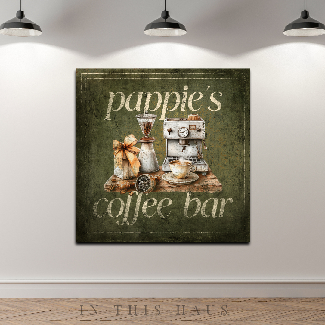 Rustic Coffee Bar Sign | Personalized Coffee Station Canvas