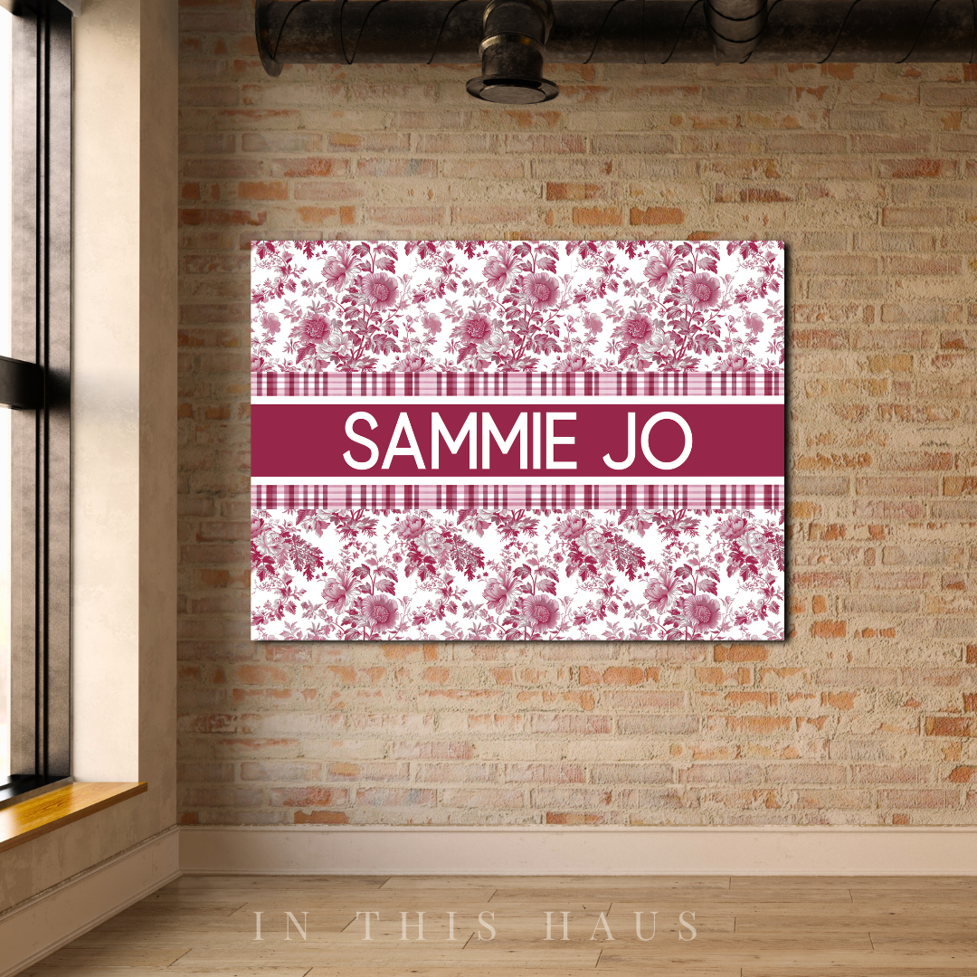 Timeless personalized toile wall art, ideal for baby showers, weddings, or housewarming gifts.