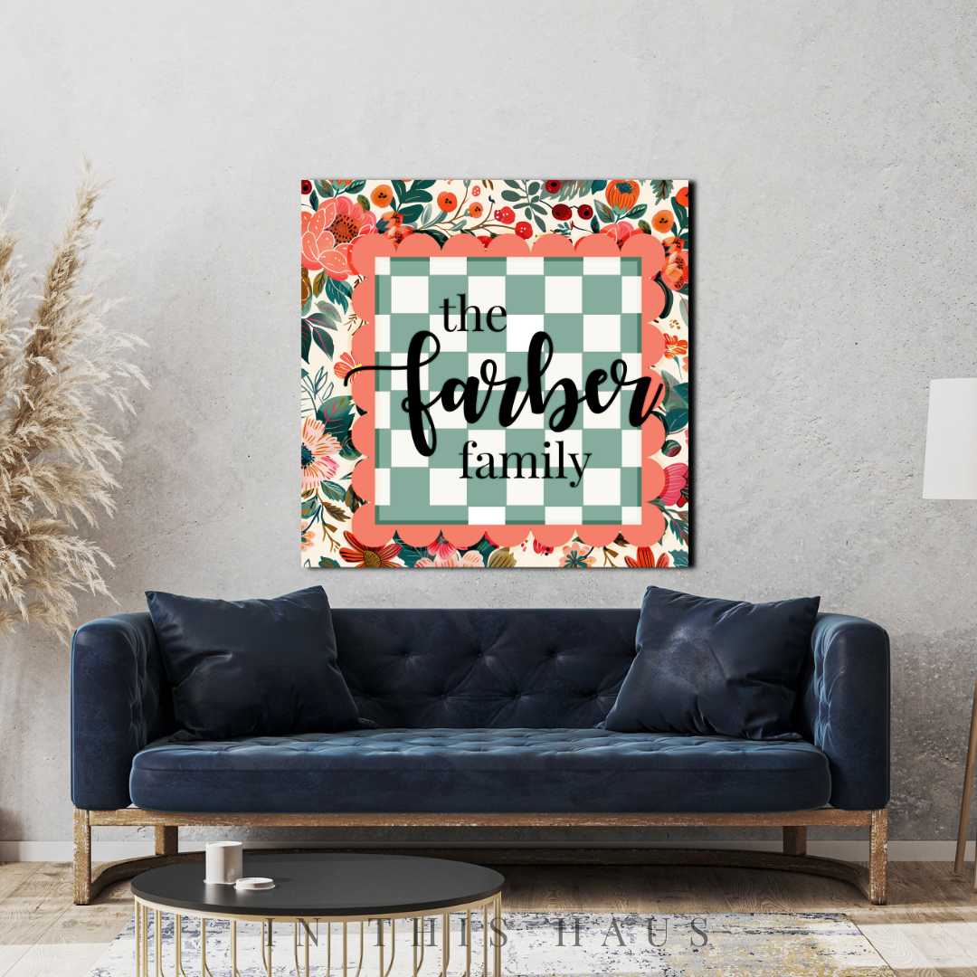 Maximalist Decor Custom Canvas | Personalized Family Name Art