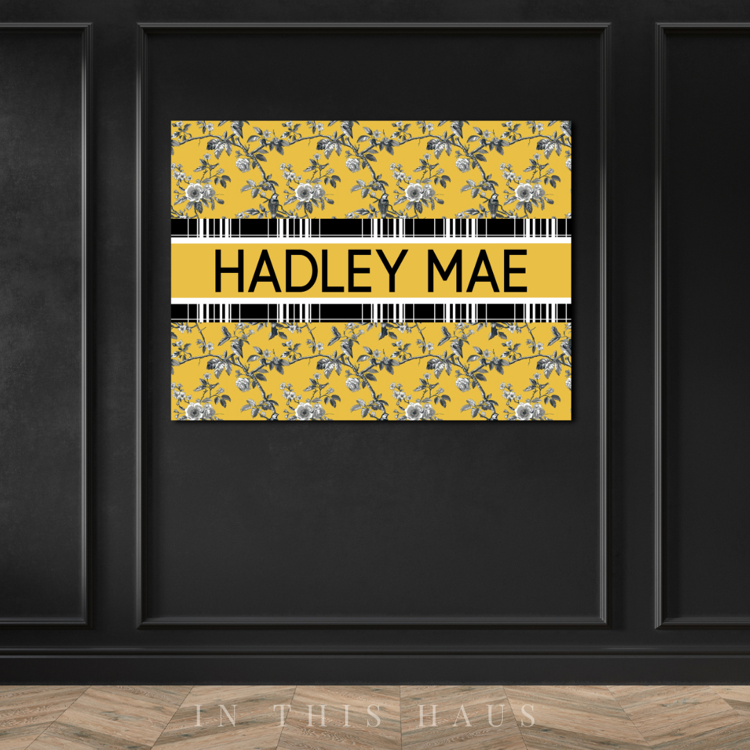 Living room styled with the Hadley Mae Canvas as a bold, elegant centerpiece.