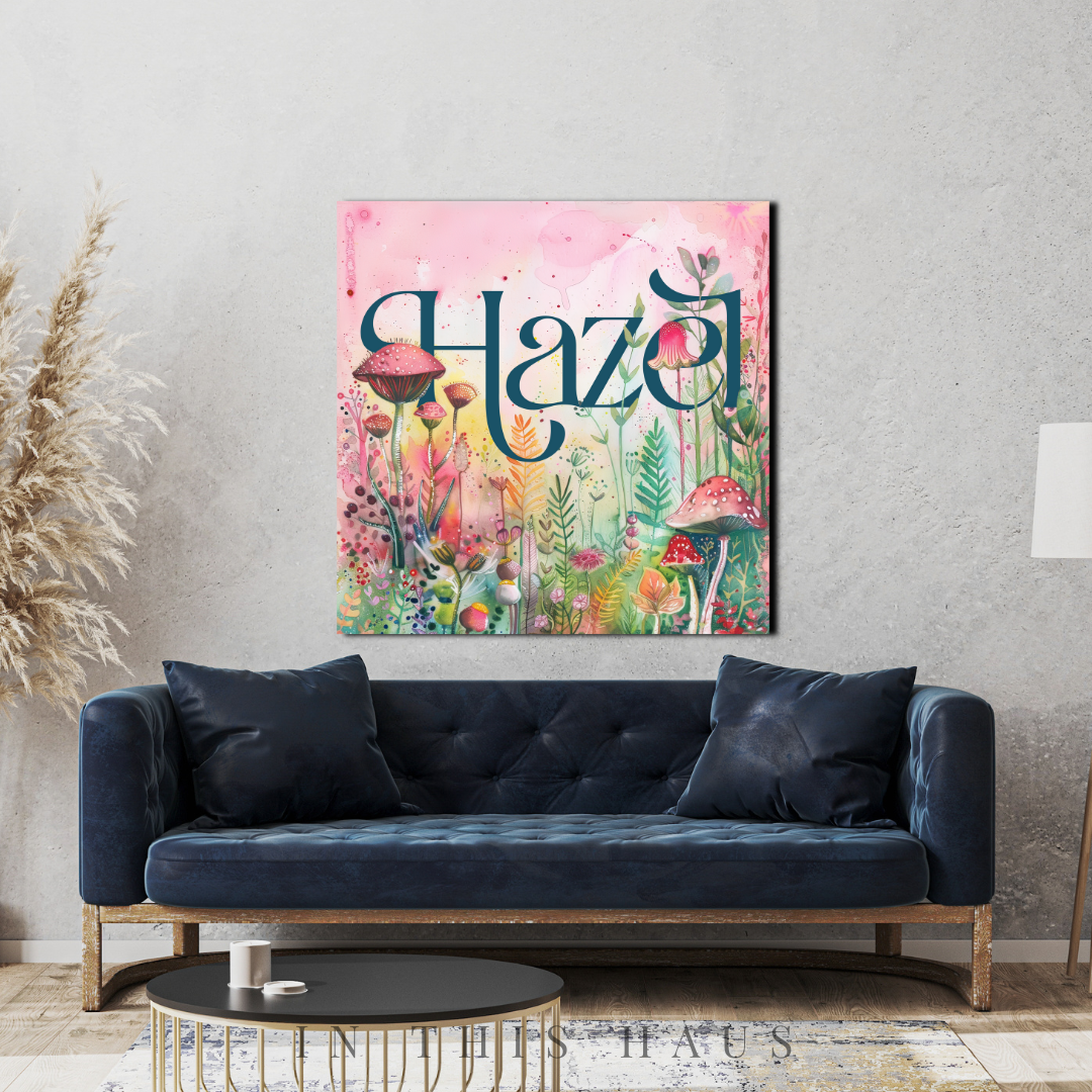 Personalized Whimsical Art Canvas | Hazel Custom Name Wall Decor