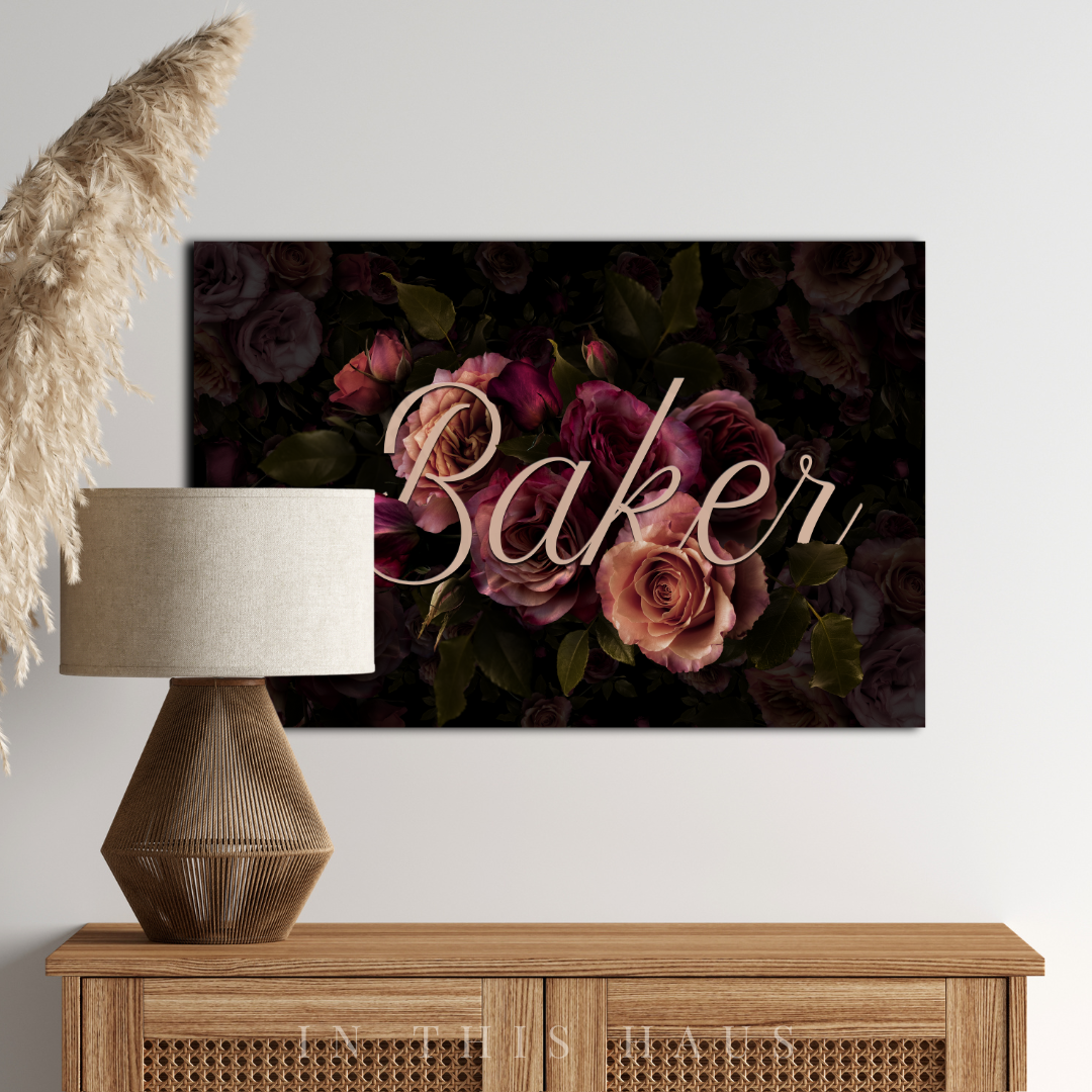 Personalized Last Name Sign | Elegant Floral Canvas