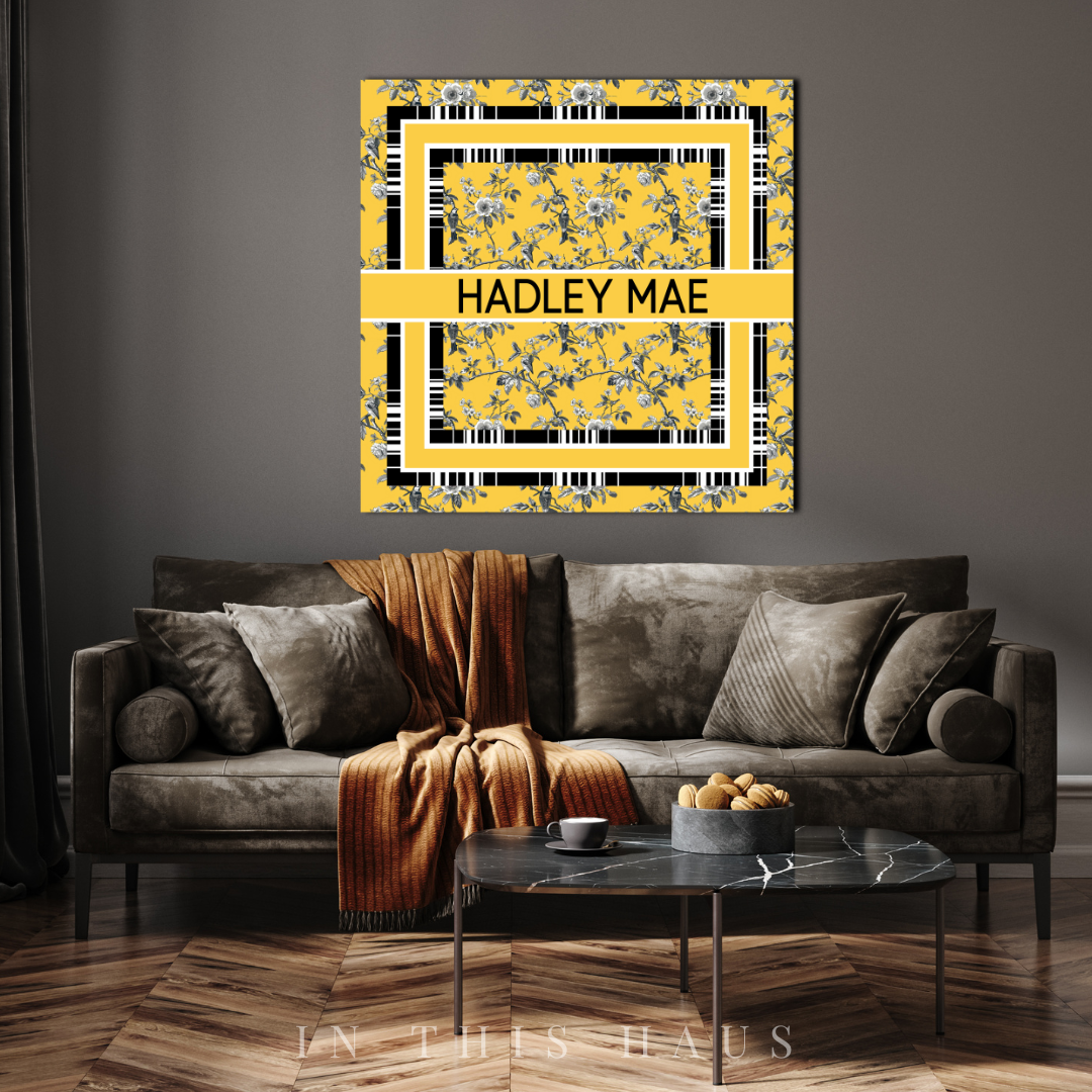 Yellow Toile Custom Canvas | Hadley Mae Personalized Wall Art