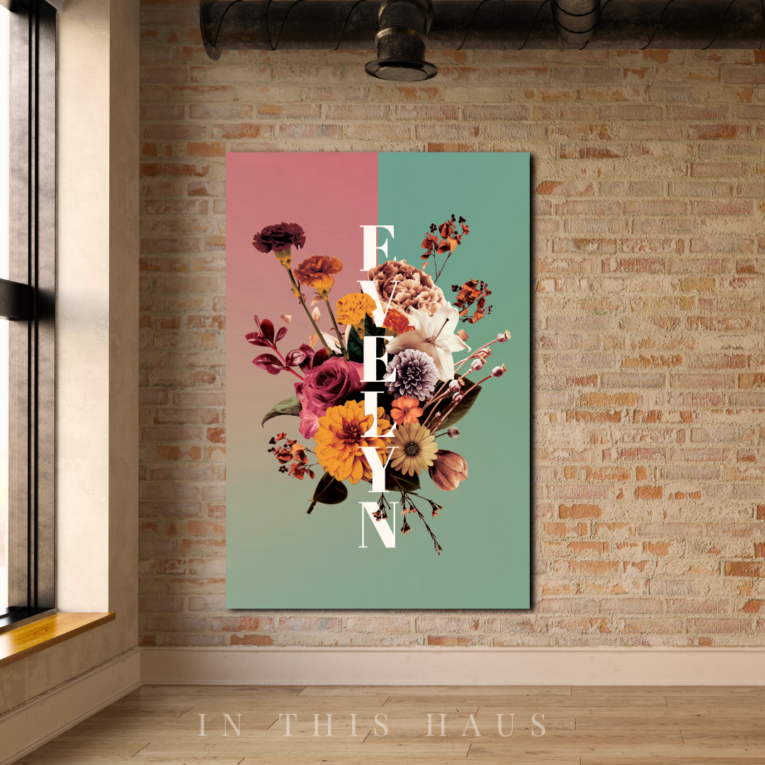 Evelyn Floral Name Canvas | Personalized Name Wall Art