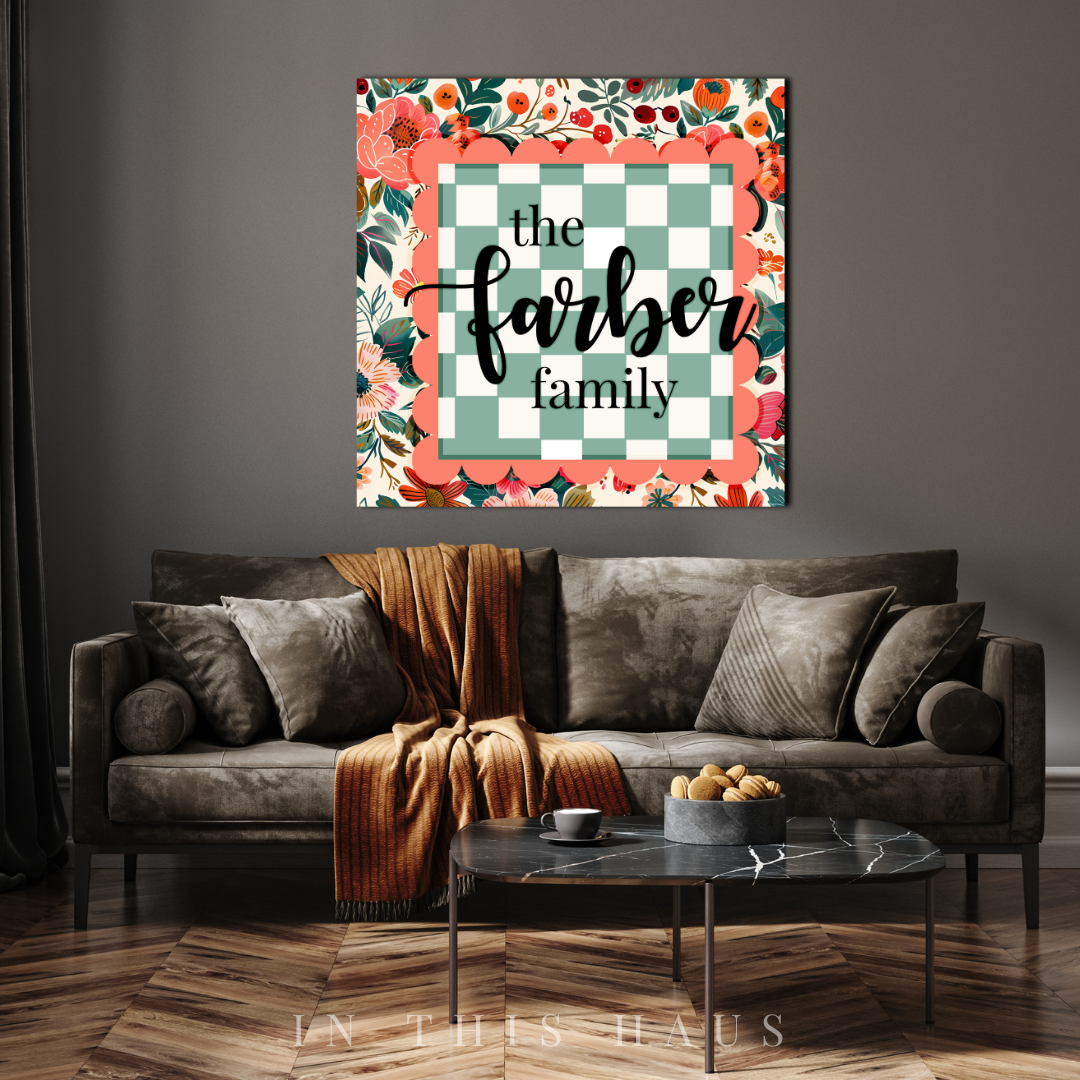 Maximalist Decor Custom Canvas | Personalized Family Name Art