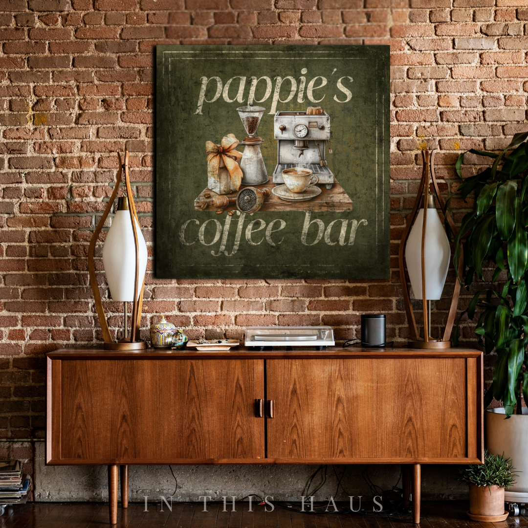 Rustic Coffee Bar Sign | Personalized Coffee Station Canvas