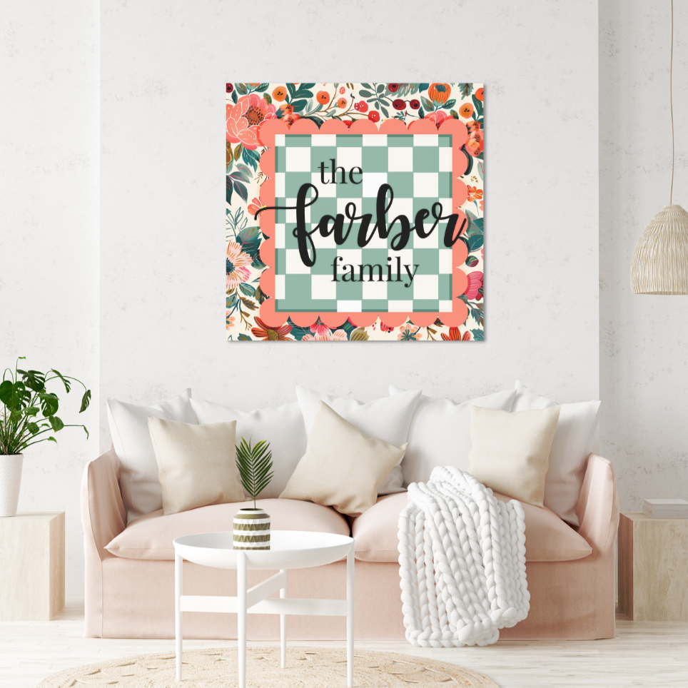 Maximalist Decor Custom Canvas | Personalized Family Name Art
