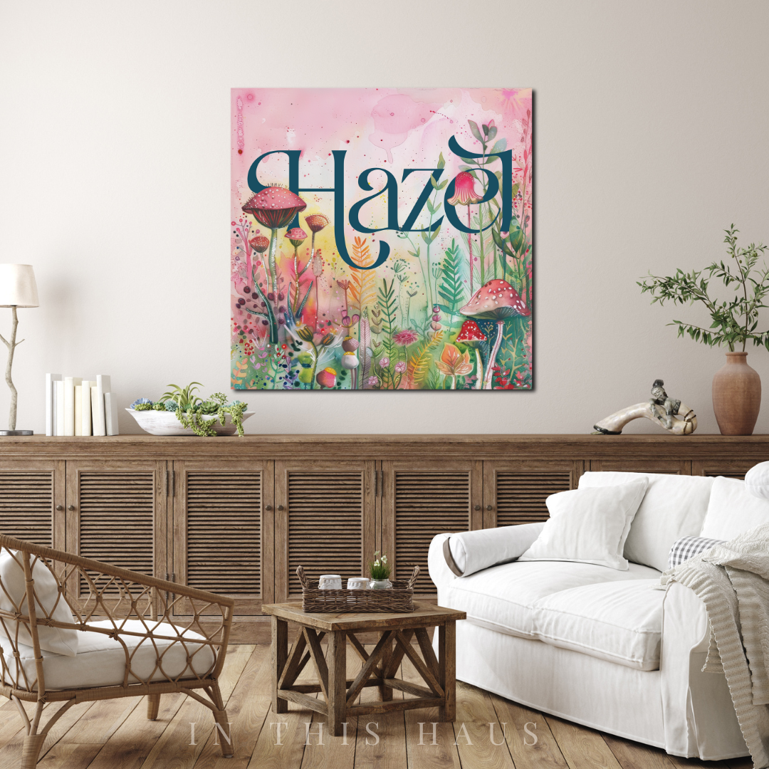 Personalized Whimsical Art Canvas | Hazel Custom Name Wall Decor