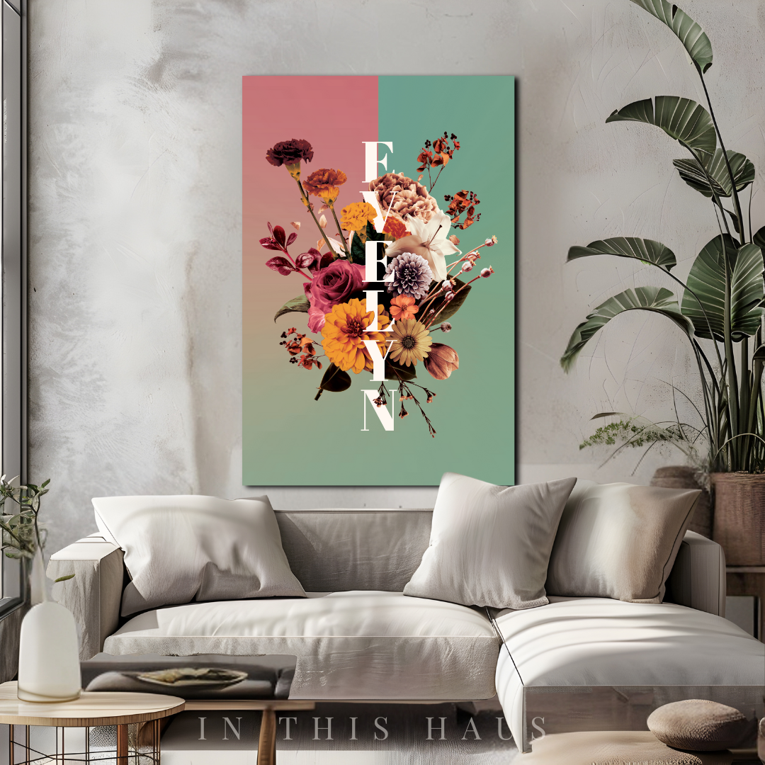 Evelyn Floral Name Canvas | Personalized Name Wall Art