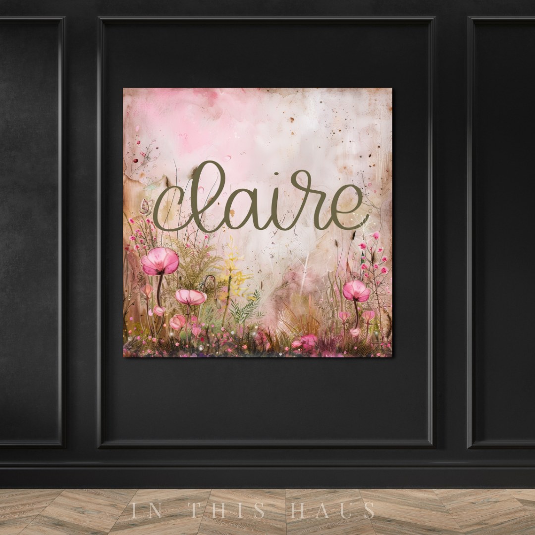 Watercolor Name Canvas | Personalized Botanical Art