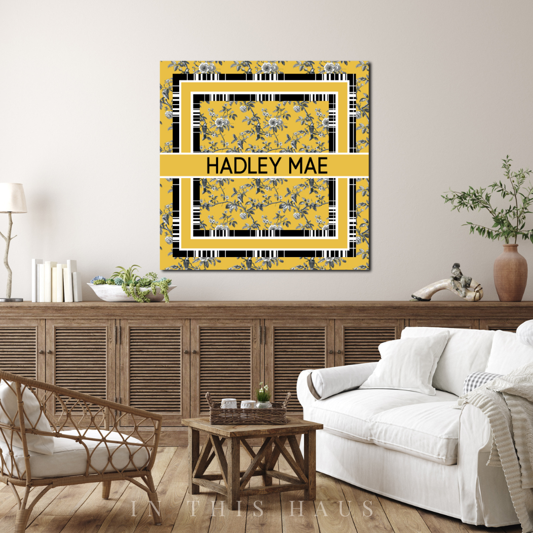Yellow Toile Custom Canvas | Hadley Mae Personalized Wall Art