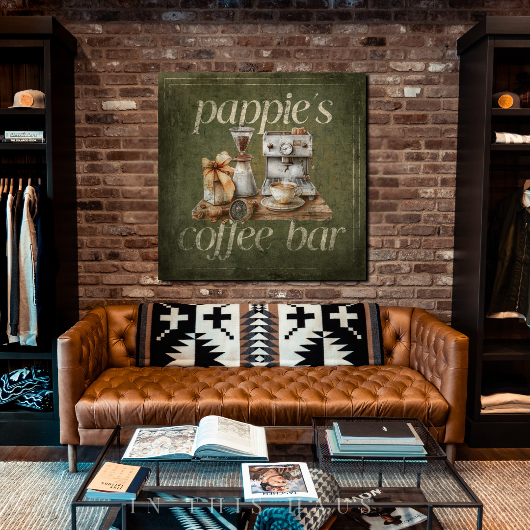 Rustic Coffee Bar Sign | Personalized Coffee Station Canvas