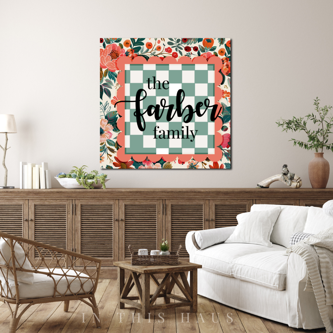 Maximalist Decor Custom Canvas | Personalized Family Name Art