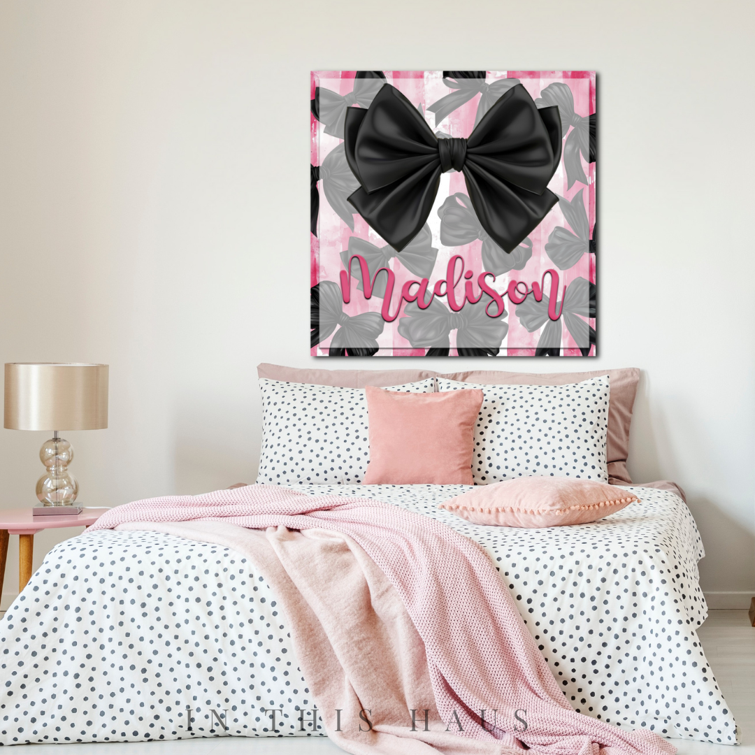 Teen bedroom decorated with the Amber Graffiti Name Canvas for a bold urban vibe."