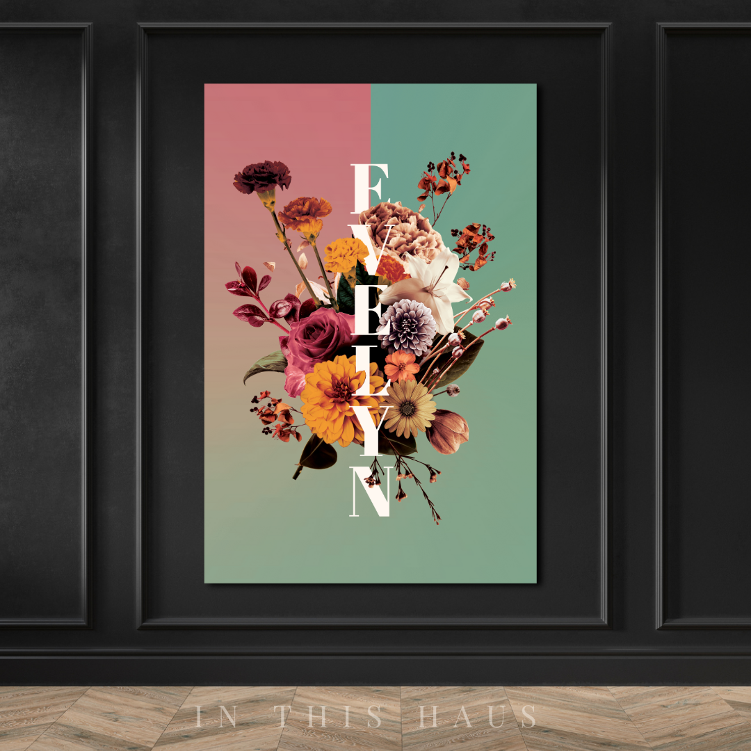 Evelyn Floral Name Canvas | Personalized Name Wall Art