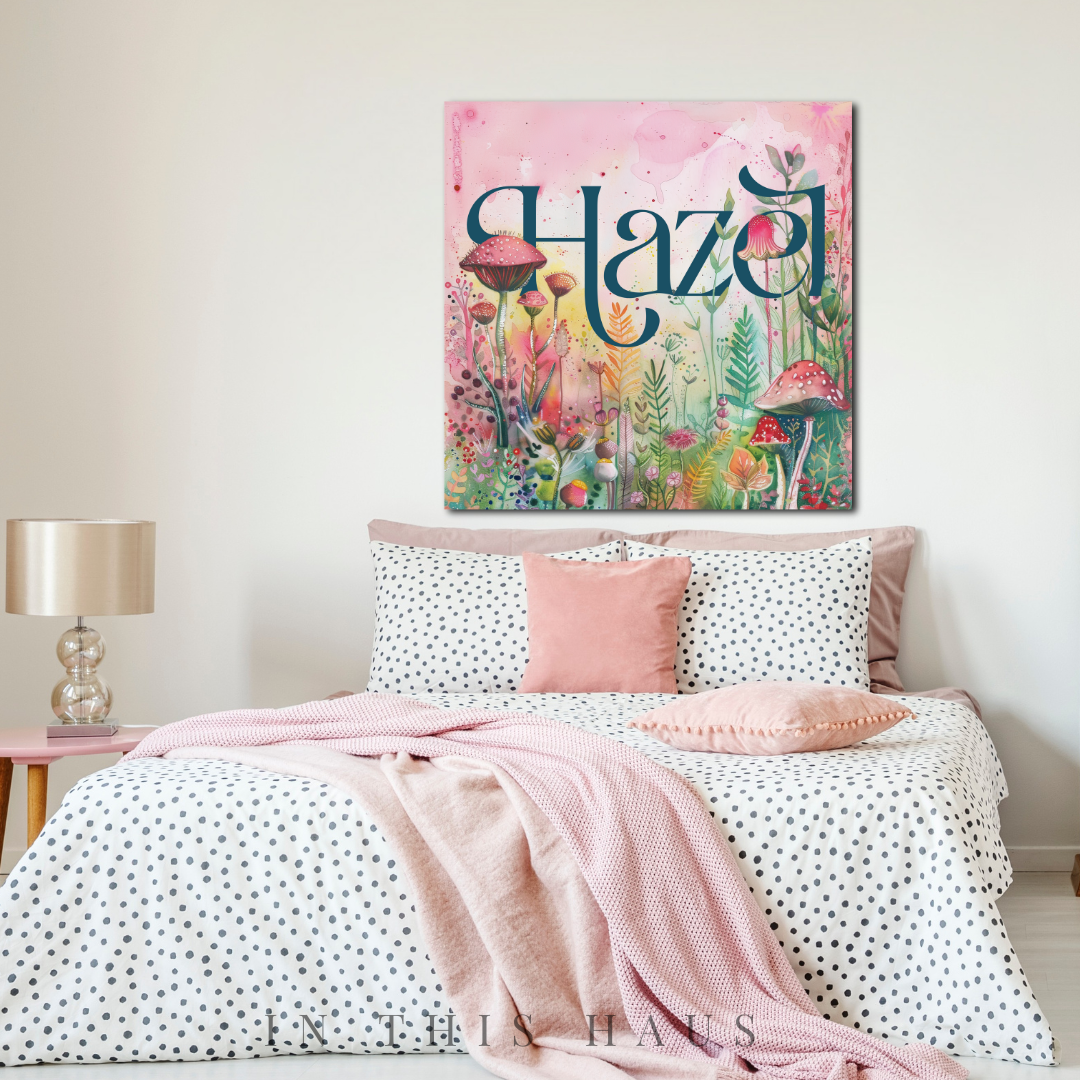 Personalized Whimsical Art Canvas | Hazel Custom Name Wall Decor