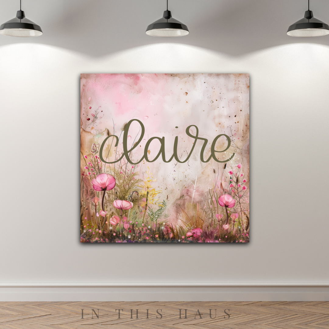 Watercolor Name Canvas | Personalized Botanical Art