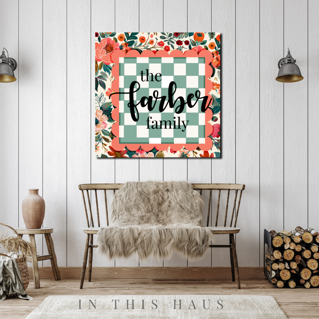 Maximalist Decor Custom Canvas | Personalized Family Name Art