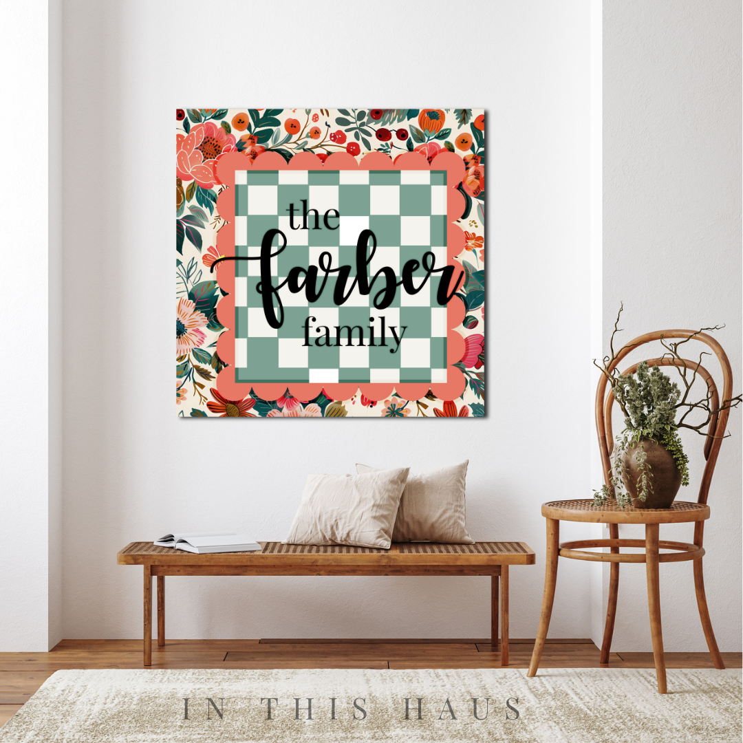 Maximalist Decor Custom Canvas | Personalized Family Name Art