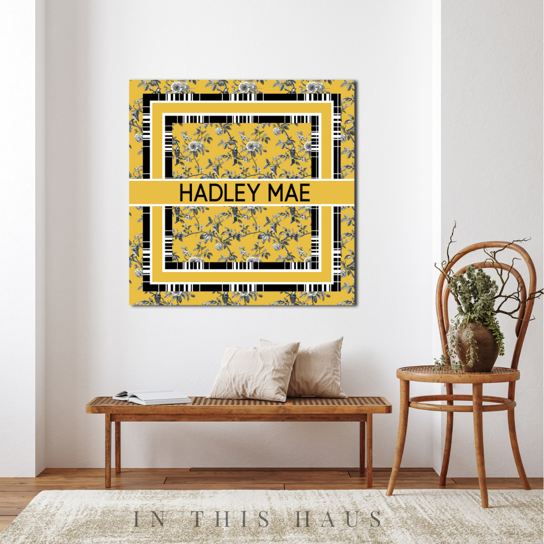 Yellow Toile Custom Canvas | Hadley Mae Personalized Wall Art