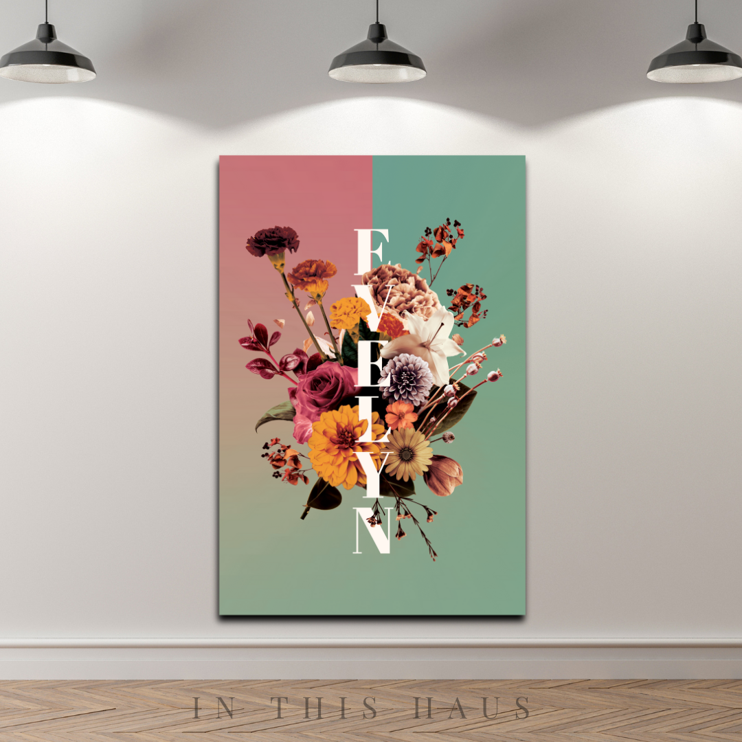 Evelyn Floral Name Canvas | Personalized Name Wall Art