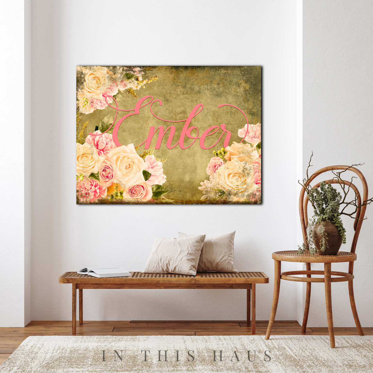 Vintage Rose Canvas | Personalized Floral Wall Art